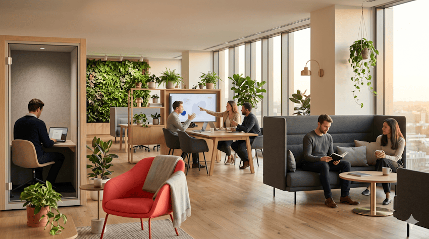Image of a modern workplace open office area.